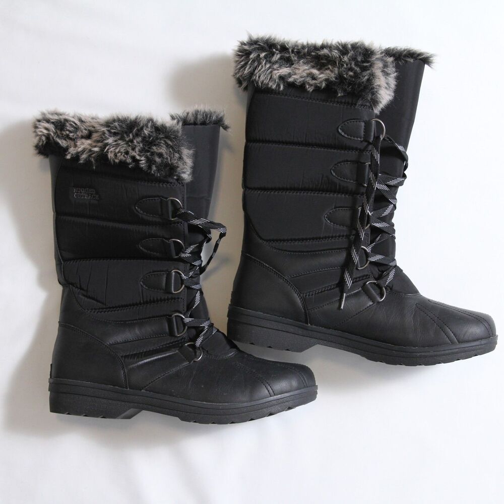 Rugged Outback Women's U.S Size 12 Thermal Black Winter Snow Boots with Faux